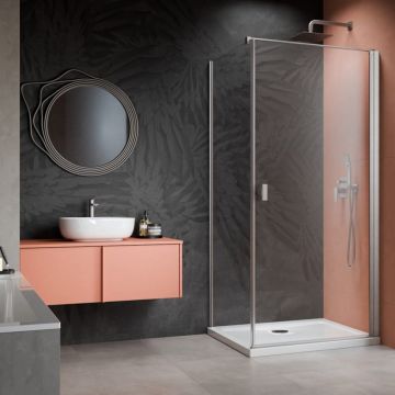 Cabina de dus dreptunghiulara cu usa batanta Radaway Nes KDJ I 80x75 cm finisaj nichel periat-transparent dreapta