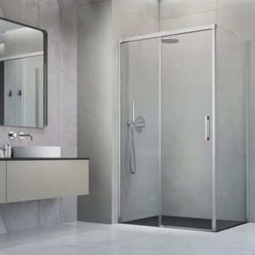 Cabina de dus dreptunghiulara cu usa glisanta Radaway Idea KDJ 100x120 cm finisaj nichel periat-transparent stanga