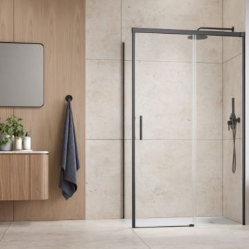 Cabina de dus dreptunghiulara cu usa glisanta Radaway Idea KDJ 110x90 cm finisaj GunMetal periat-transparent dreapta