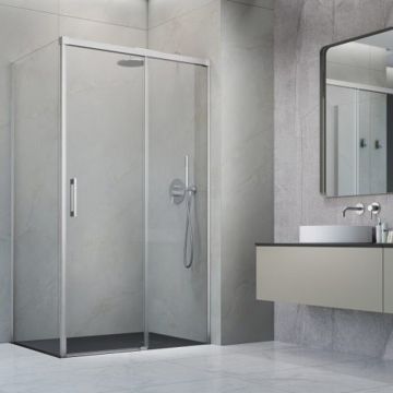 Cabina de dus dreptunghiulara cu usa glisanta Radaway Idea KDJ 150x120 cm finisaj nichel periat-transparent dreapta