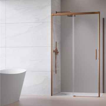 Cabina de dus dreptunghiulara cu usa glisanta Radaway Idea KDJ 160x70 cm finisaj cupru periat-transparent stanga