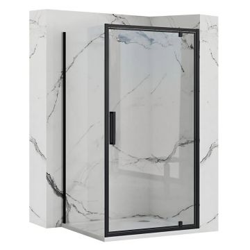 Cabina de dus patrata cu usa pivotanta Rea Rapid Swing 80x80 negru