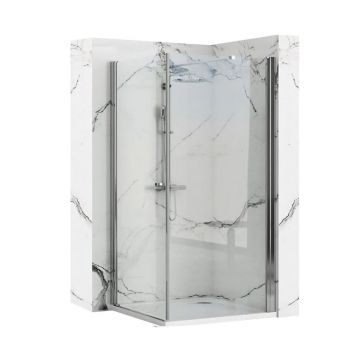 Cabina de dus patrata Rea Maxim cu usa batanta 90x90 crom stanga
