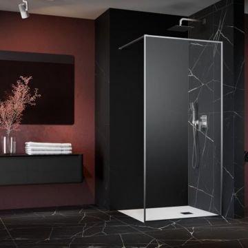 Paravan de dus tip Walk-in Radaway Modo F II nichel periat-transparent 85 cm sticla securizata 8 mm