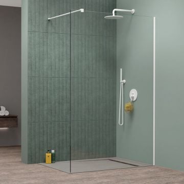 Paravan de dus tip Walk-in Radaway Modo New II alb mat-transparent 140 cm sticla securizata 8 mm