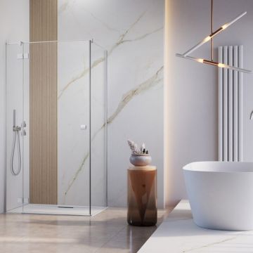 Cabina de dus dreptunghiulara cu usa batanta Radaway Essenza KDJ 110x75 cm crom-transparent stanga