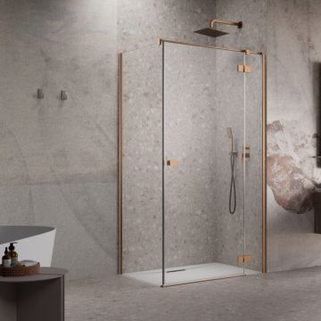Cabina de dus dreptunghiulara cu usa batanta Radaway Essenza KDJ 120x70 cm finisaj cupru periat-transparent dreapta