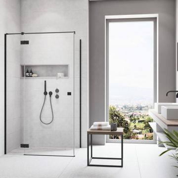 Cabina de dus dreptunghiulara cu usa batanta Radaway Essenza KDJ 120x75 cm negru mat-transparent stanga
