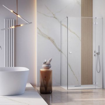 Cabina de dus dreptunghiulara cu usa batanta Radaway Essenza KDJ 90x120 cm crom-transparent dreapta