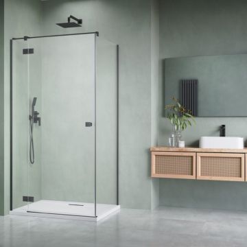 Cabina de dus dreptunghiulara cu usa batanta Radaway Essenza KDJ 90x120 cm finisaj GunMetal periat-transparent stanga