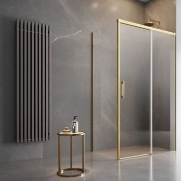 Cabina de dus dreptunghiulara cu usa glisanta Radaway Idea KDJ 130x110 cm auriu-transparent dreapta