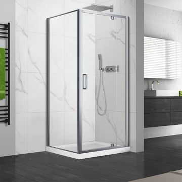 Cabina de dus dreptunghiulara cu usa pivotanta Fluminia Andina 100x80 crom