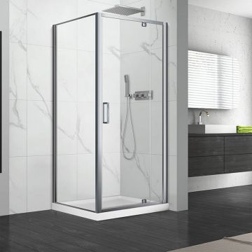 Cabina de dus dreptunghiulara cu usa pivotanta Fluminia Andina 120x90 crom