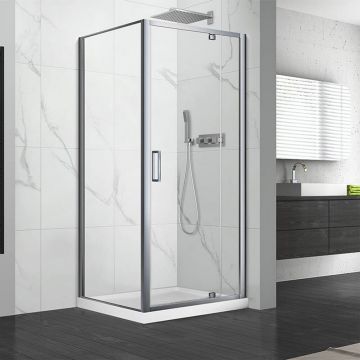 Cabina de dus patrata cu usa pivotanta Fluminia Andina 90x90 crom