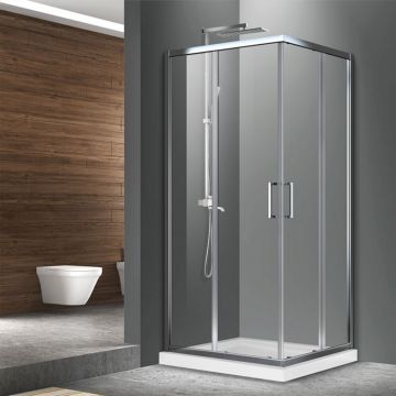 Cabina de dus patrata Fluminia Hector cu usi culisante 90x90 crom