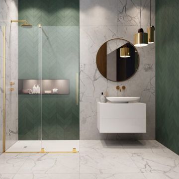 Paravan de dus tip Walk-in Radaway Furo auriu-transparent 120 cm sticla securizata 8 mm stanga