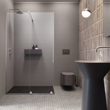Paravan de dus tip Walk-in Radaway Furo crom-transparent 120 cm sticla securizata 8 mm stanga