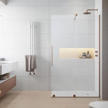 Paravan de dus tip Walk-in Radaway Furo cupru periat-transparent 160 cm sticla securizata 8 mm dreapta