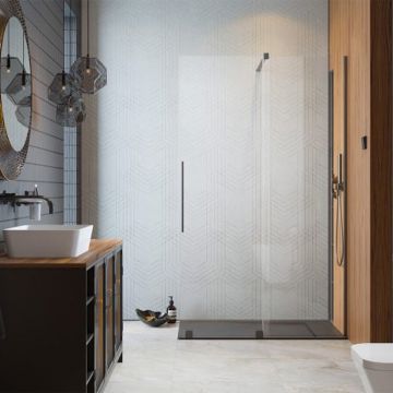 Paravan de dus tip Walk-in Radaway Furo GunMetal periat-transparent 80 cm sticla securizata 8 mm dreapta