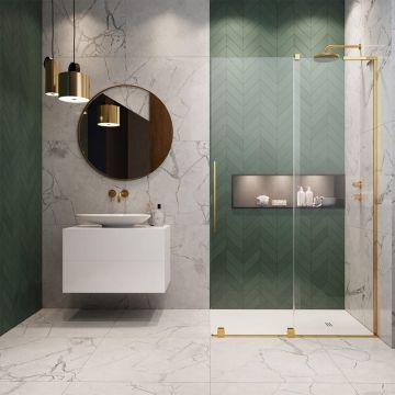 Paravan de dus tip Walk-in Radaway Furo SL auriu lucios-transparent 100 cm sticla securizata 8 mm dreapta