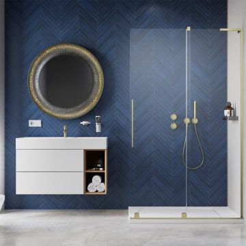 Paravan de dus tip Walk-in Radaway Furo SL auriu periat-transparent 110 cm sticla securizata 8 mm dreapta