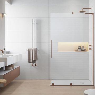 Paravan de dus tip Walk-in Radaway Furo SL cupru periat-transparent 120 cm sticla securizata 8 mm dreapta