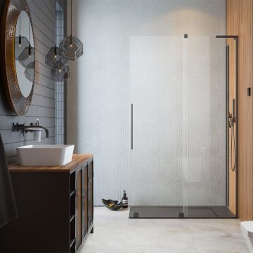 Paravan de dus tip Walk-in Radaway Furo SL GunMetal periat-transparent 120 cm sticla securizata 8 mm dreapta
