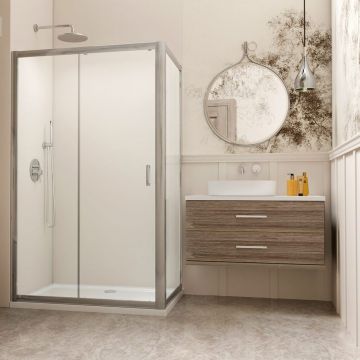 Cabina de dus dreptunghiulara cu usa culisanta Radaway Premium Plus DWJ+S 120x80 cm finisaj crom lucios-maro