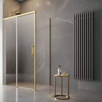 Cabina de dus dreptunghiulara cu usa glisanta Radaway Idea KDJ 160x110 cm auriu-transparent stanga