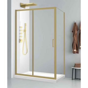 Cabina de dus dreptunghiulara Fluminia Iris Gold 100x80 cm finisaj auriu periat