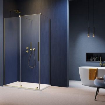 Cabina de dus dreptunghiulara usa culisanta Radaway Furo KDJ 120x80 profil auriu periat stanga