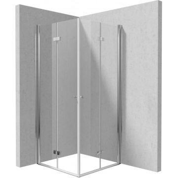 Cabina de dus patrata, 80x80 cm, cu usi batante, profil crom, Deante Kerria Plus