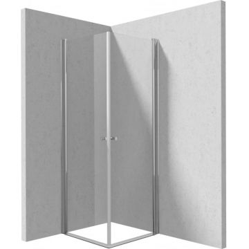 Cabina de dus patrata, cu usi batante in V, 80x80 cm, profil crom, Deante Kerria Plus