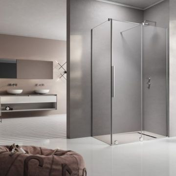 Cabina de dus patrata usa culisanta Radaway Furo KDJ 100x100 profil crom lucios dreapta
