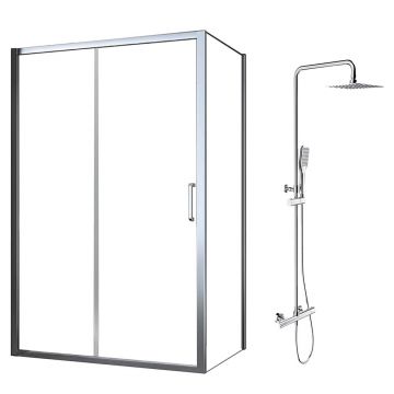 Pachet cabina de dus Fluminia Iris crom 120x90 cm si coloana de dus OMNIRES Y crom