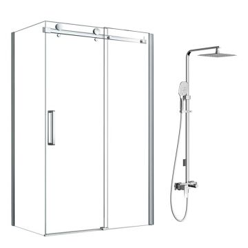 Pachet cabina de dus Fluminia Paloma crom 100x80 cm si coloana de dus OMNIRES Parma crom