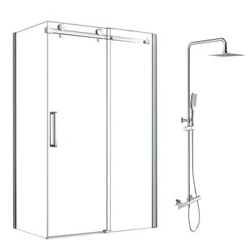 Pachet cabina de dus Fluminia Paloma gri 120x90 cm si coloana de dus OMNIRES Y crom