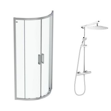 Pachet cabina de dus Ideal Standard Connect 2 crom 80x80 si coloana de dus FDesign Anima crom