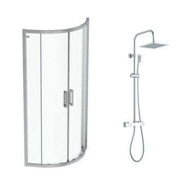 Pachet cabina de dus Ideal Standard Connect 2 crom 80x80 si coloana de dus Invena Svart crom