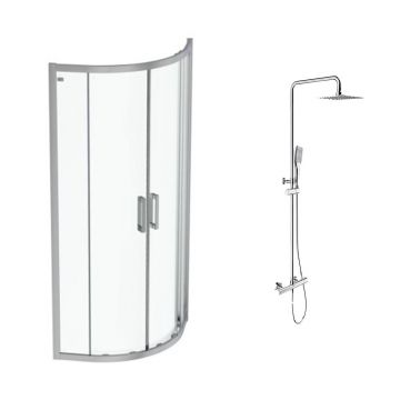 Pachet cabina de dus Ideal Standard Connect 2 crom 80x80 si coloana de dus OMNIRES Y crom