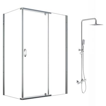 Pachet cabina de dus Mediaterraneo Catania crom 100x80 cm si coloana de dus OMNIRES Y crom
