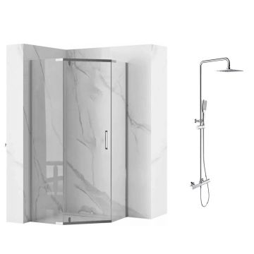 Pachet cabina de dus Rea Axin crom 90x90 si coloana de dus OMNIRES Y crom