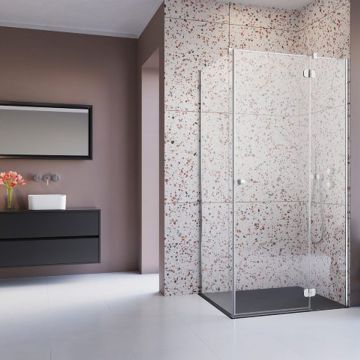 Pachet cabina de dus Torrenta KDJ dreapta 90x90 cm, cadita pentru dus Tinos C Compact alb si sifon cadita crom