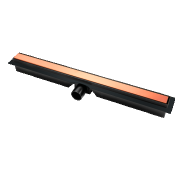 Rigola dus liniara slim, montaj in pardosea, 60 cm, capac negru-roz auriu, FDesign Kleome
